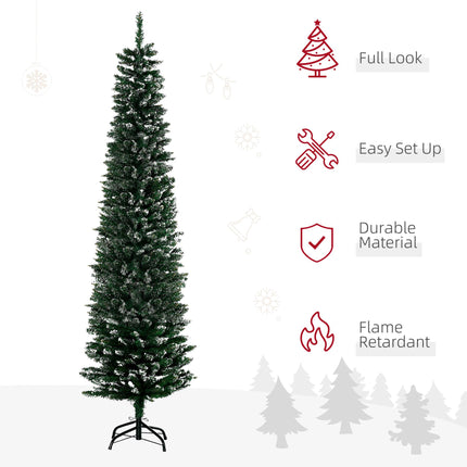 6 FT Snow-Dipped Artificial Pencil Christmas Tree with Foldable Stand - Green