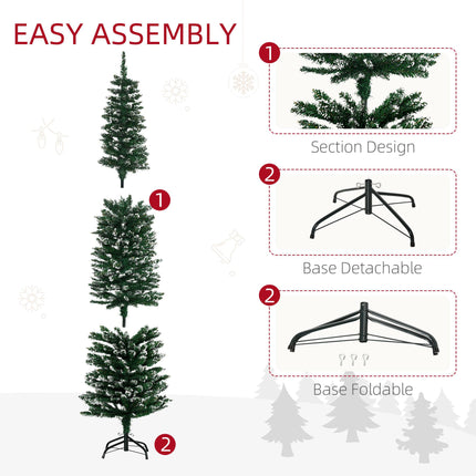 6 FT Snow-Dipped Artificial Pencil Christmas Tree with Foldable Stand - Green