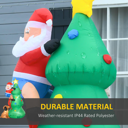 6ft Inflatable LED Christmas Tree with Santa Claus and Dog for Indoor Outdoor Decoration - Green