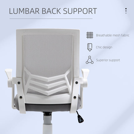 Mesh Office Desk Chair with Lumbar Support, Adjustable Height & Flip-Up Arms - Grey