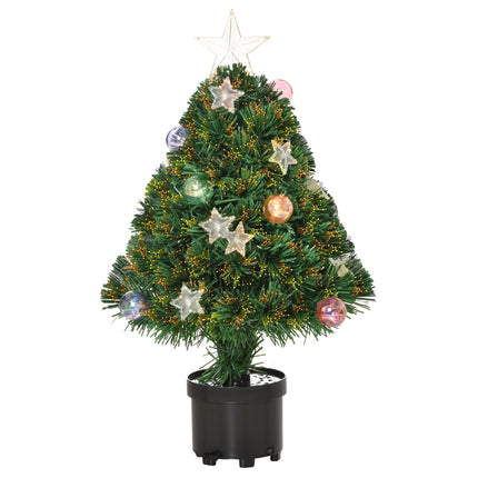 2FT Pre-lit Fibre Optic Christmas Tree with LED Lights Tabletop Decoration - Green