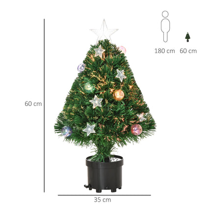 2FT Pre-lit Fibre Optic Christmas Tree with LED Lights Tabletop Decoration - Green