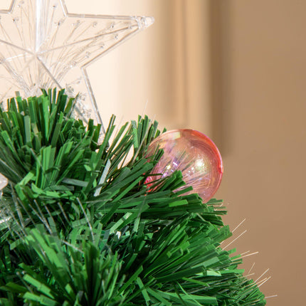 2FT Pre-lit Fibre Optic Christmas Tree with LED Lights Tabletop Decoration - Green