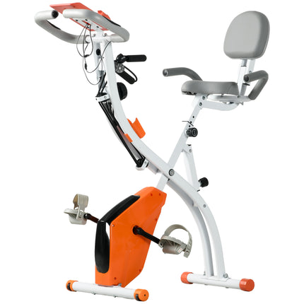 2-in-1 Foldable Magnetic Resistance Exercise Bike with Arm Bands - Orange