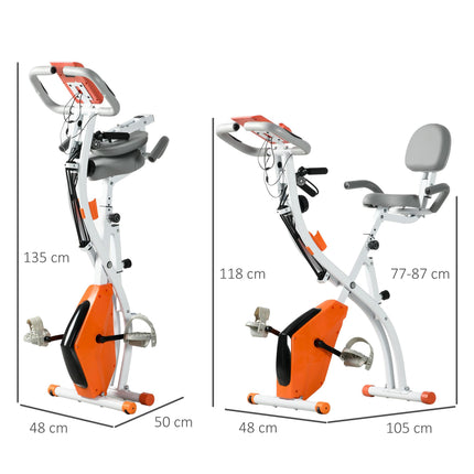 2-in-1 Foldable Magnetic Resistance Exercise Bike with Arm Bands - Orange