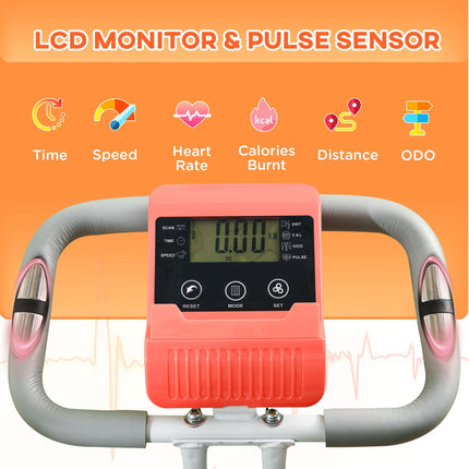 2-in-1 Foldable Magnetic Resistance Exercise Bike with Arm Bands - Orange