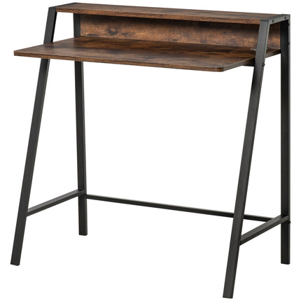 Writing Desk Computer Table with Storage Shelf for Home Office PC Laptop Workstation - Rustic Brown