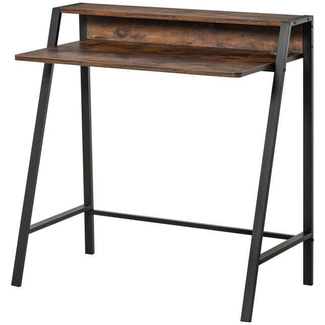 Writing Desk Computer Table with Storage Shelf for Home Office PC Laptop Workstation - Rustic Brown