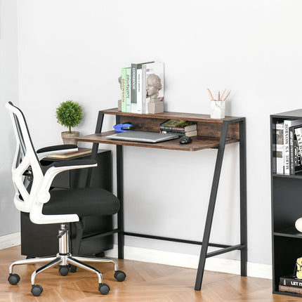 Writing Desk Computer Table with Storage Shelf for Home Office PC Laptop Workstation - Rustic Brown