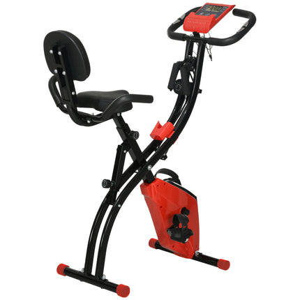 2 in 1 Upright and Recumbent Exercise Bike with LCD Monitor - Red
