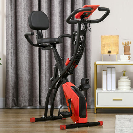 2 in 1 Upright and Recumbent Exercise Bike with LCD Monitor - Red