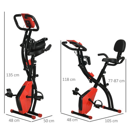 2 in 1 Upright and Recumbent Exercise Bike with LCD Monitor - Red