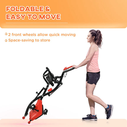 2 in 1 Upright and Recumbent Exercise Bike with LCD Monitor - Red