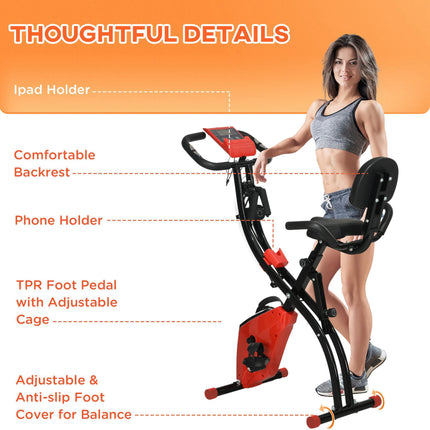 2 in 1 Upright and Recumbent Exercise Bike with LCD Monitor - Red