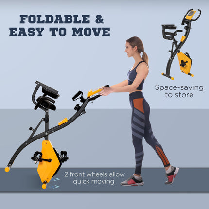 2-in-1 Folding Exercise Bike with 8-Level Magnetic Resistance, Arm Resistance By