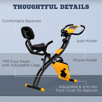 2-in-1 Folding Exercise Bike with 8-Level Magnetic Resistance, Arm Resistance By