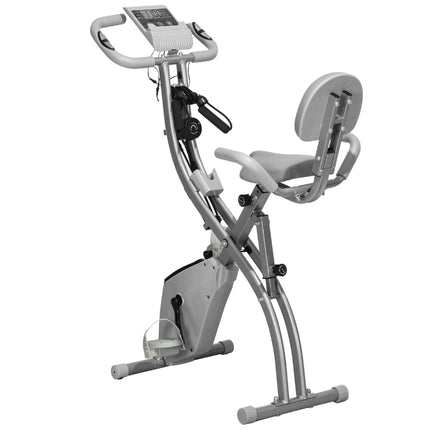 2-in-1 Foldable Magnetic Resistance Exercise Bike with Tension Ropes - Black