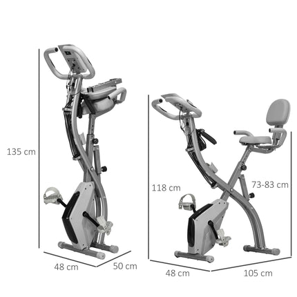 2-in-1 Foldable Magnetic Resistance Exercise Bike with Tension Ropes - Black