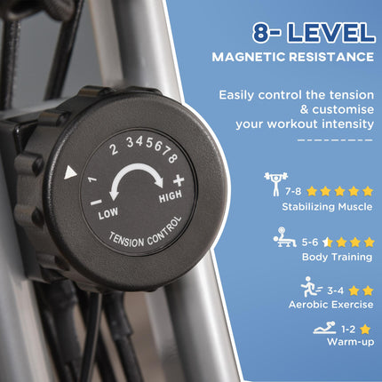 2-in-1 Foldable Magnetic Resistance Exercise Bike with Tension Ropes - Black