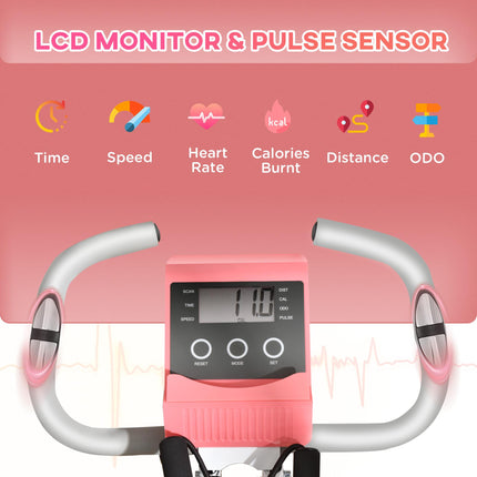 Foldable 2-in-1 Exercise Bike with Arm Resistance Bands - Pink