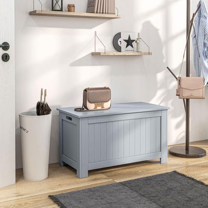 Large Storage Box Toy Chest Organizer with Lid and Safety Hinges - Grey