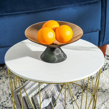 Set of 2 Nesting Round Side Tables with Storage and Removable Top - White