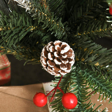 4FT Snow-Dipped Artificial Pencil Christmas Tree with Red Berries & White Pinecones - Green