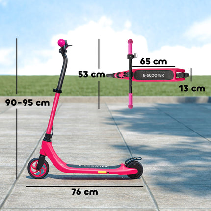 120W Electric Scooter with Battery Display, Rear Brake & Adjustable Heights for Kids 6+ - Pink