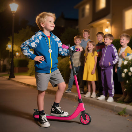 120W Electric Scooter with Battery Display, Rear Brake & Adjustable Heights for Kids 6+ - Pink