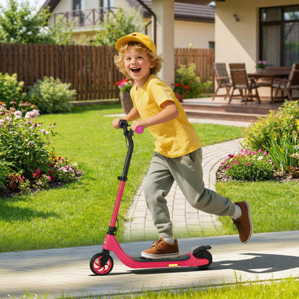 120W Electric Scooter with Battery Display, Rear Brake & Adjustable Heights for Kids 6+ - Pink