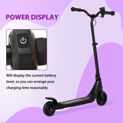 120W Electric Scooter with Battery Display, Adjustable Height & Rear Brake for Ages 6+ - Black