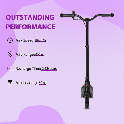 120W Electric Scooter with Battery Display, Adjustable Height & Rear Brake for Ages 6+ - Black