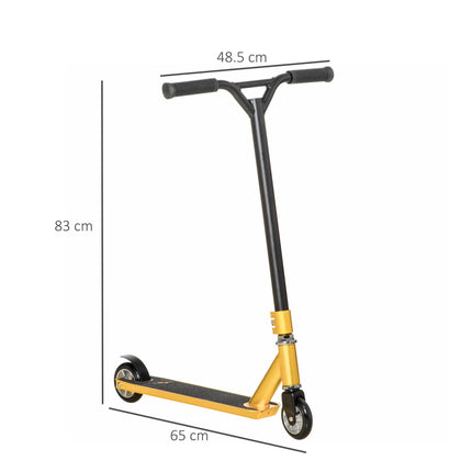 Stunt Scooter with Lightweight Aluminium Deck, ABEC 7 Bearings, 360° Tricks for Beginners 14+ - Gold Tone