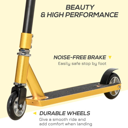 Stunt Scooter with Lightweight Aluminium Deck, ABEC 7 Bearings, 360° Tricks for Beginners 14+ - Gold Tone