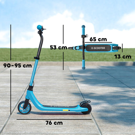 120W Electric Scooter with Battery Display, Adjustable Height & Rear Brake for Kids 6+ - Blue