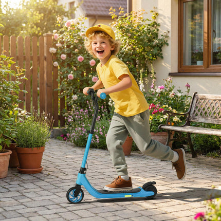 120W Electric Scooter with Battery Display, Adjustable Height & Rear Brake for Kids 6+ - Blue
