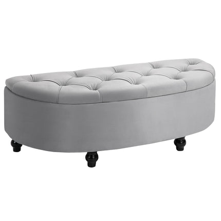 Semi-Circle Ottoman Storage Bench, Bed End Bench, Tufted Upholstered Window Seat