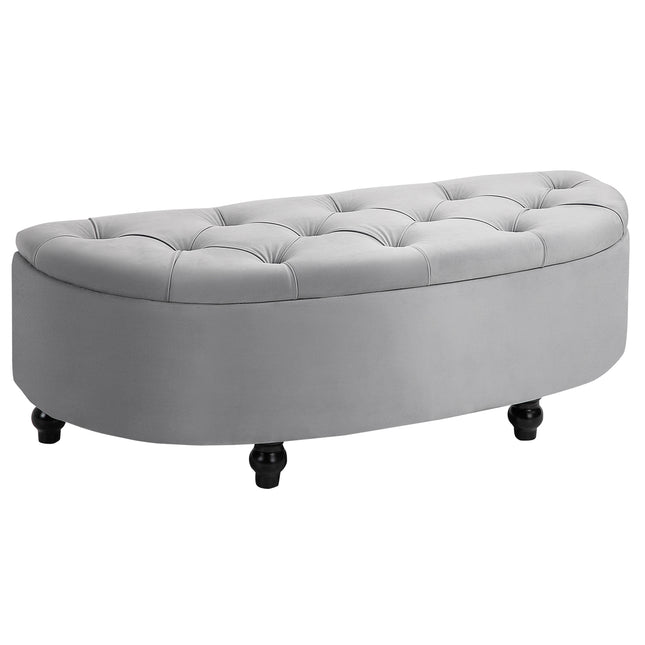 Semi-Circle Ottoman Storage Bench, Bed End Bench, Tufted Upholstered Window Seat