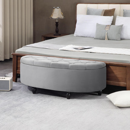 Semi-Circle Ottoman Storage Bench, Bed End Bench, Tufted Upholstered Window Seat