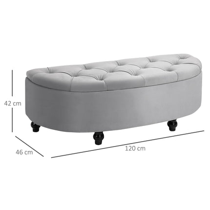 Semi-Circle Ottoman Storage Bench, Bed End Bench, Tufted Upholstered Window Seat
