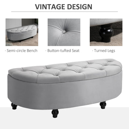 Semi-Circle Ottoman Storage Bench, Bed End Bench, Tufted Upholstered Window Seat