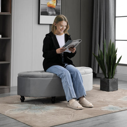 Semi-Circle Ottoman Storage Bench, Bed End Bench, Tufted Upholstered Window Seat