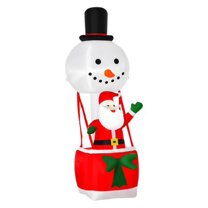 2.5m Christmas Inflatable Decoration Santa on Snowman Hot Air Balloon with LED Lights - White, Black, Red, Green
