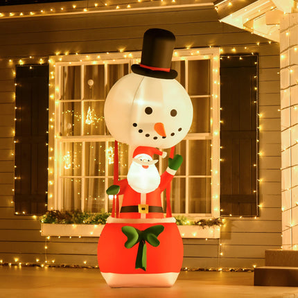 2.5m Christmas Inflatable Decoration Santa on Snowman Hot Air Balloon with LED Lights - White, Black, Red, Green