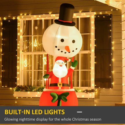 2.5m Christmas Inflatable Decoration Santa on Snowman Hot Air Balloon with LED Lights - White, Black, Red, Green