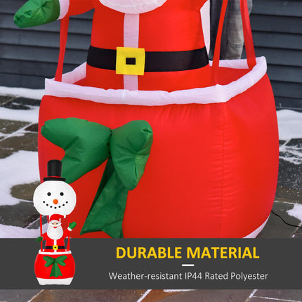 2.5m Christmas Inflatable Decoration Santa on Snowman Hot Air Balloon with LED Lights - White, Black, Red, Green