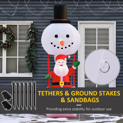 2.5m Christmas Inflatable Decoration Santa on Snowman Hot Air Balloon with LED Lights - White, Black, Red, Green