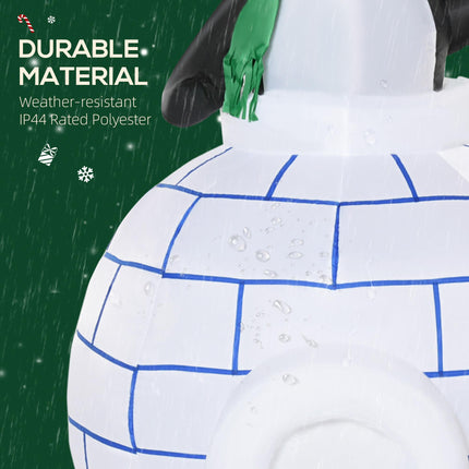 1.5m Christmas Inflatable Two Penguins with Scarf and Ice House LED Decoration for Home and Garden - Multi-color