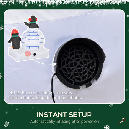 1.5m Christmas Inflatable Two Penguins with Scarf and Ice House LED Decoration for Home and Garden - Multi-color