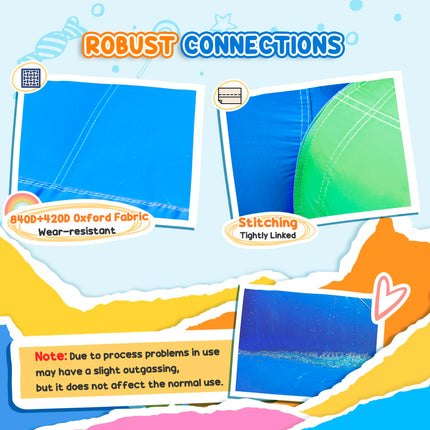 Kids 6-in-1 Inflatable Bouncy Castle with Water Slide, Pool, Climbing Wall & Basketball Hoop - Blue, Yellow, Red, Green